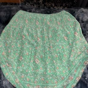 green flower print skirt